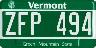 VT license plate ZFP494
