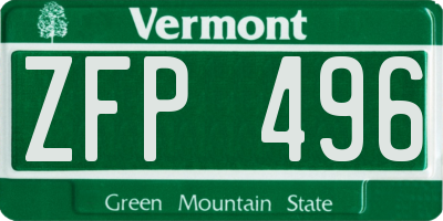 VT license plate ZFP496