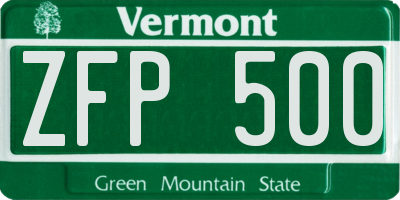 VT license plate ZFP500