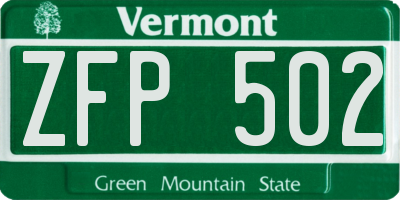 VT license plate ZFP502
