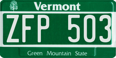 VT license plate ZFP503