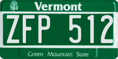 VT license plate ZFP512