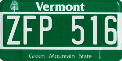 VT license plate ZFP516
