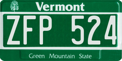 VT license plate ZFP524