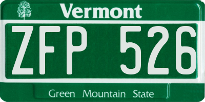 VT license plate ZFP526