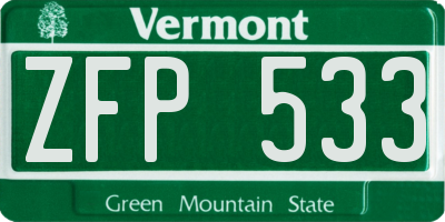 VT license plate ZFP533
