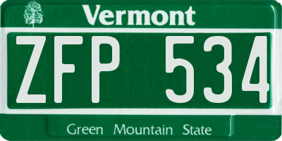 VT license plate ZFP534