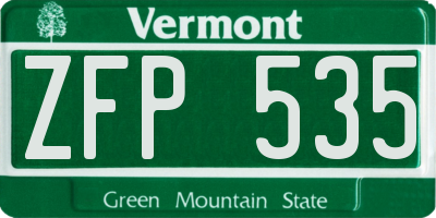 VT license plate ZFP535