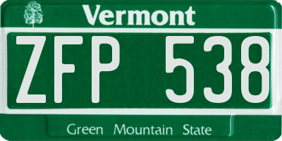 VT license plate ZFP538
