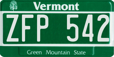 VT license plate ZFP542