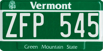 VT license plate ZFP545