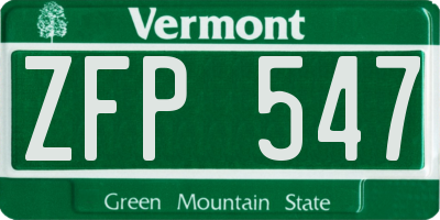 VT license plate ZFP547