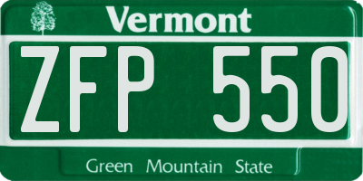 VT license plate ZFP550