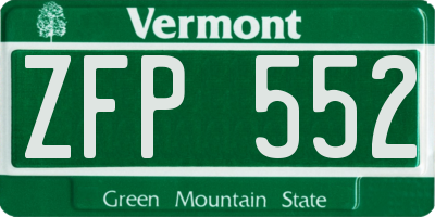 VT license plate ZFP552