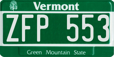 VT license plate ZFP553