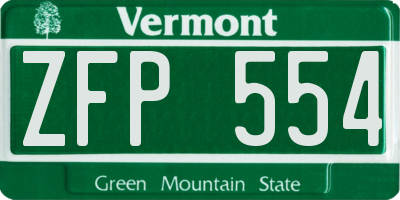 VT license plate ZFP554
