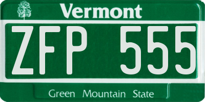VT license plate ZFP555