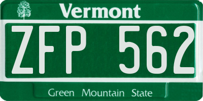 VT license plate ZFP562