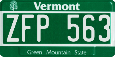 VT license plate ZFP563