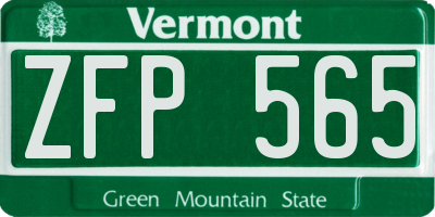 VT license plate ZFP565