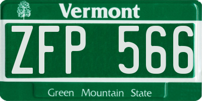 VT license plate ZFP566