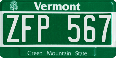 VT license plate ZFP567