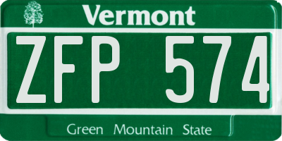 VT license plate ZFP574