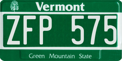 VT license plate ZFP575