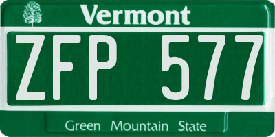 VT license plate ZFP577