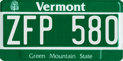VT license plate ZFP580