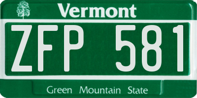 VT license plate ZFP581