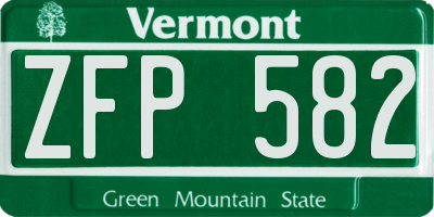 VT license plate ZFP582