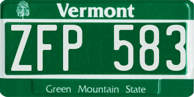 VT license plate ZFP583