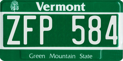 VT license plate ZFP584