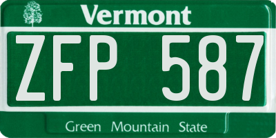 VT license plate ZFP587