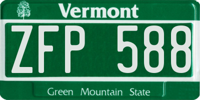 VT license plate ZFP588