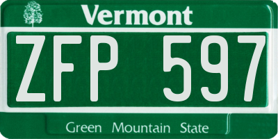 VT license plate ZFP597
