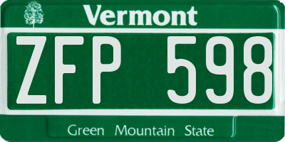 VT license plate ZFP598