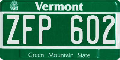 VT license plate ZFP602