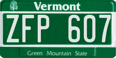 VT license plate ZFP607