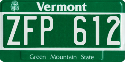 VT license plate ZFP612