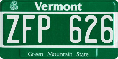VT license plate ZFP626