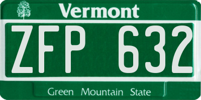 VT license plate ZFP632