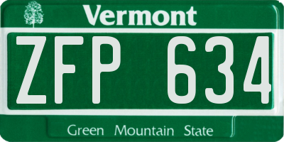 VT license plate ZFP634
