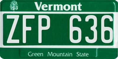 VT license plate ZFP636