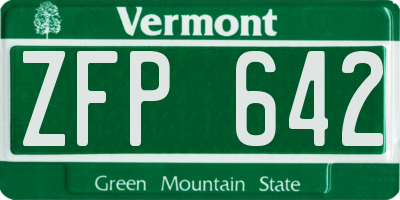 VT license plate ZFP642