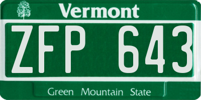 VT license plate ZFP643