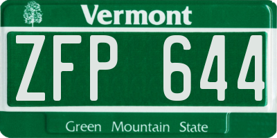 VT license plate ZFP644