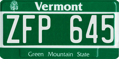 VT license plate ZFP645