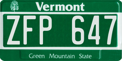 VT license plate ZFP647